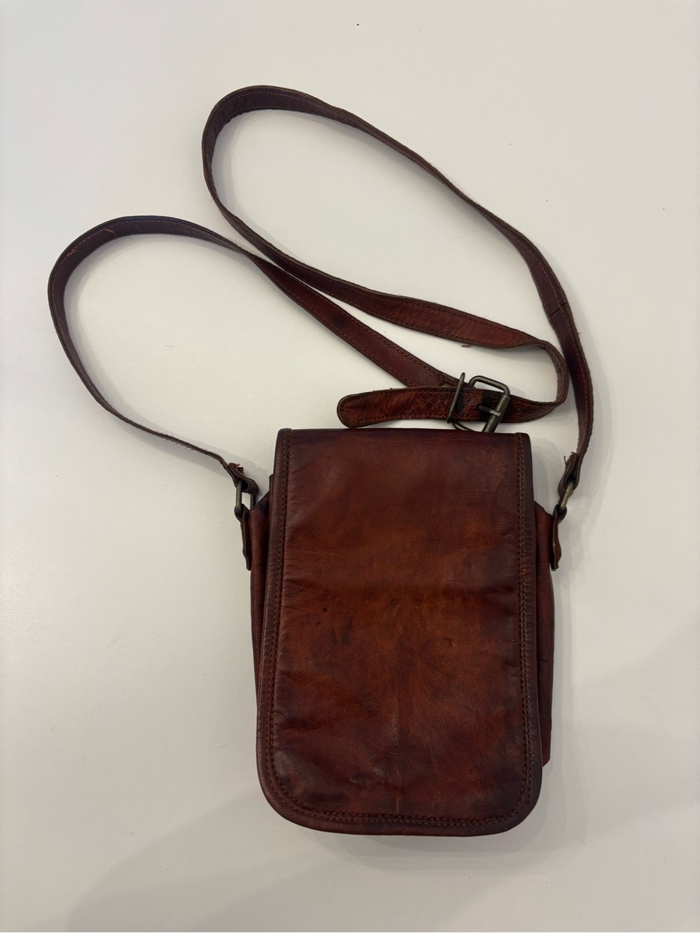 Unisex Vintage Distressed Leather Crossbody Bag Messenger Boho Rustic Satchel